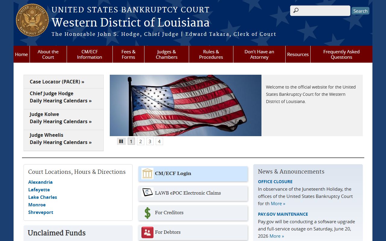 Grant Parish court dockets Western District bankruptcy court