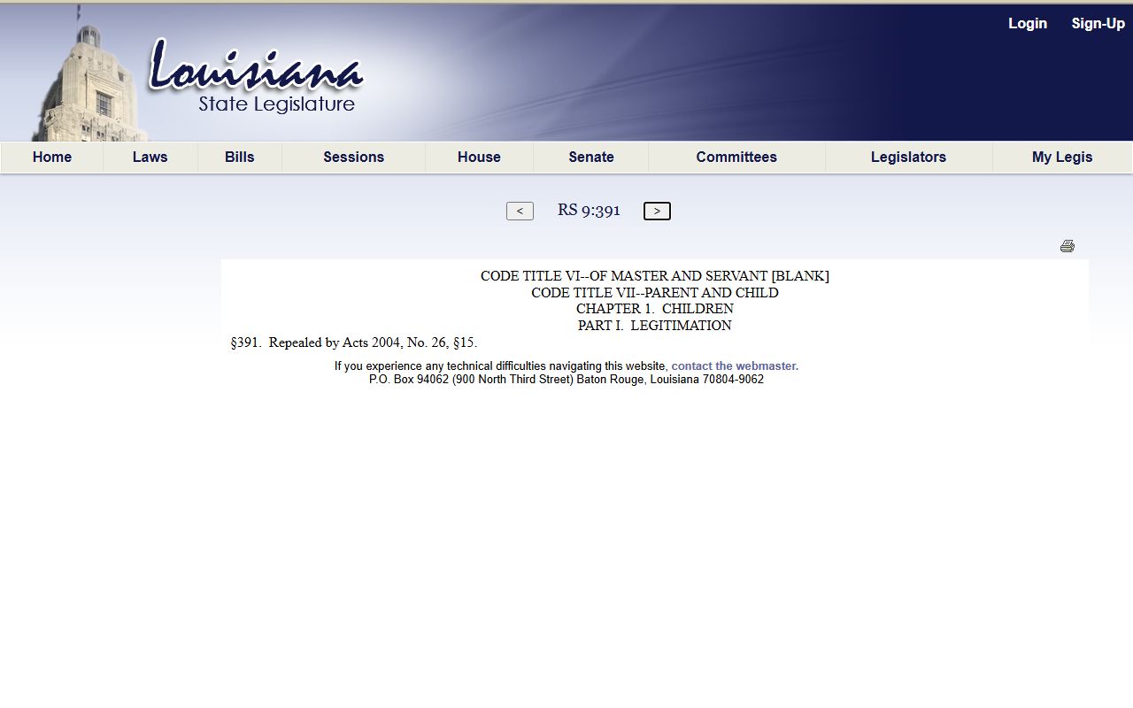 Grant Parish County warrant records state law source example from Louisiana Legislature